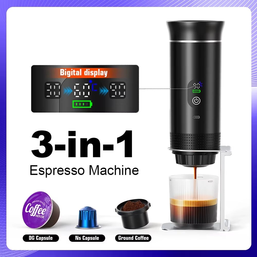 ☕3 in 1 Portable Coffee Maker for Small Capsules