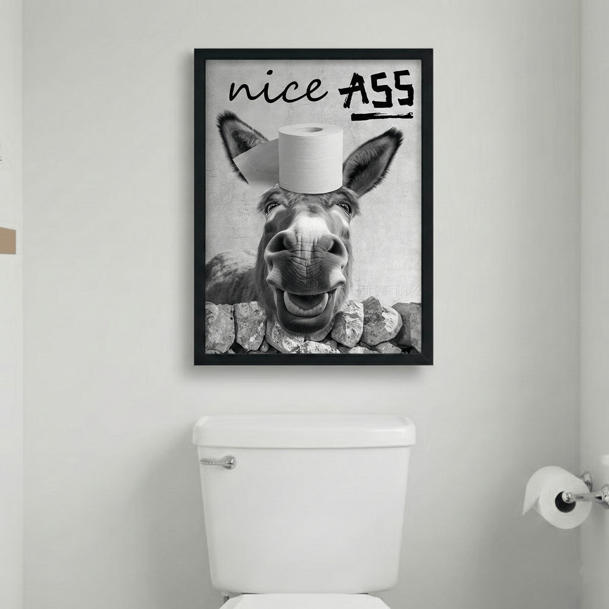 🚽Funny Bathroom Wall Art - "Nice Ass" Donkey Print