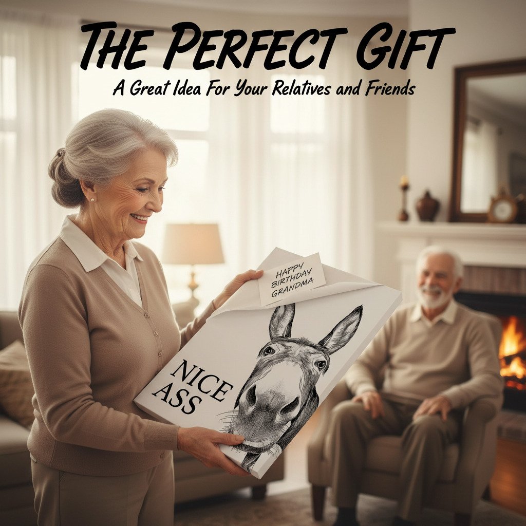 🚽Funny Bathroom Wall Art - "Nice Ass" Donkey Print